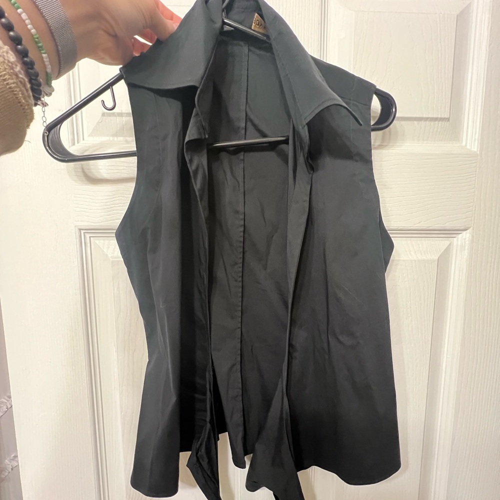 Versace Elegant Black Wrap Stretch Cotton Top